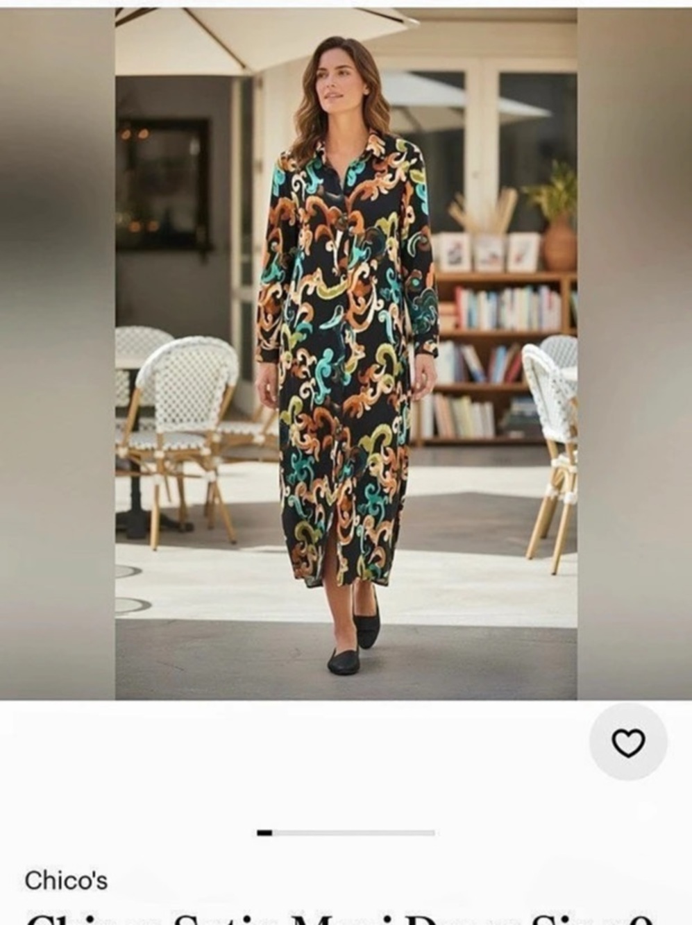 Chico's Satin Maxi Dress Abstract Print Size 2
